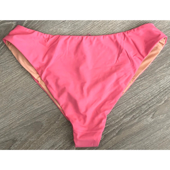 J. Crew NWT Curved-Waist Cheeky Bikini Bottom High Cut Tea Rose Pink Size Large - Picture 2 of 13